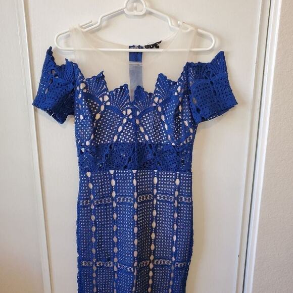 FREE SHIPPING blue womens short sleeve dress long size small unique patterns new - Picture 1 of 2